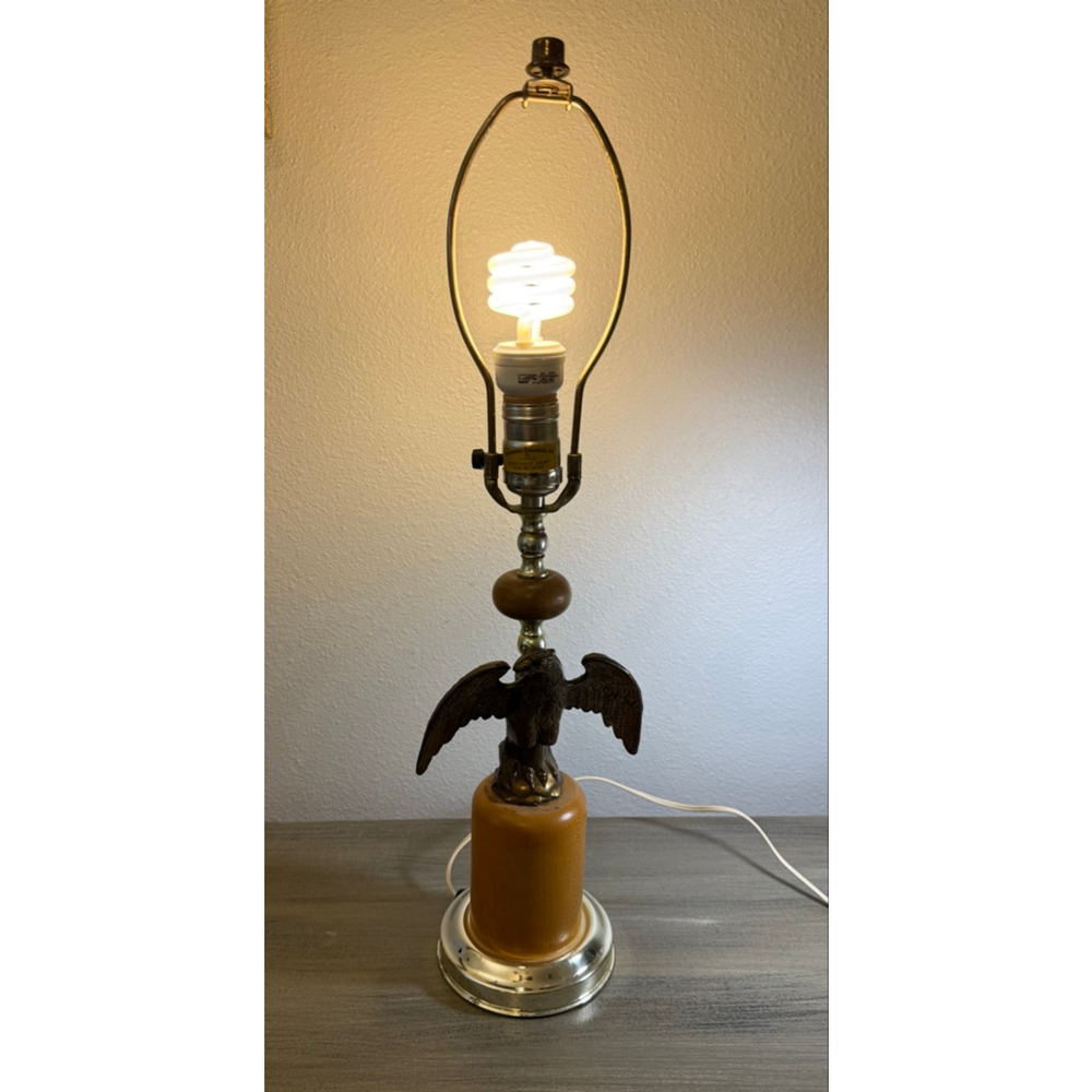 Vintage Brass American Eagle Table Lamp Patriotic Federal Style No Shade